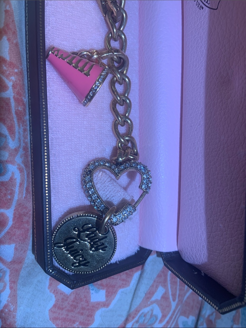Juicy Couture Gold-Tone Charm Bracelet with Pink Megaphone & White Sneaker - Picture 7 of 13